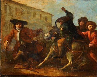 Scuola Romana del XVII Secolol'asino Imbizzarrito
