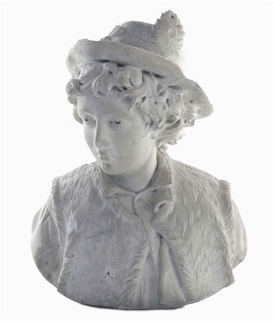 Scultura in Marmo Bianco Raffigurante Pastorello, XIX Secolo