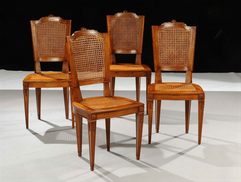 Quattro sedie Luigi XVI, fine XVIII secolo  - Asta Arredi e Oggetti d'Arte da Importanti Collezioni Private - Cambi Casa d'Aste