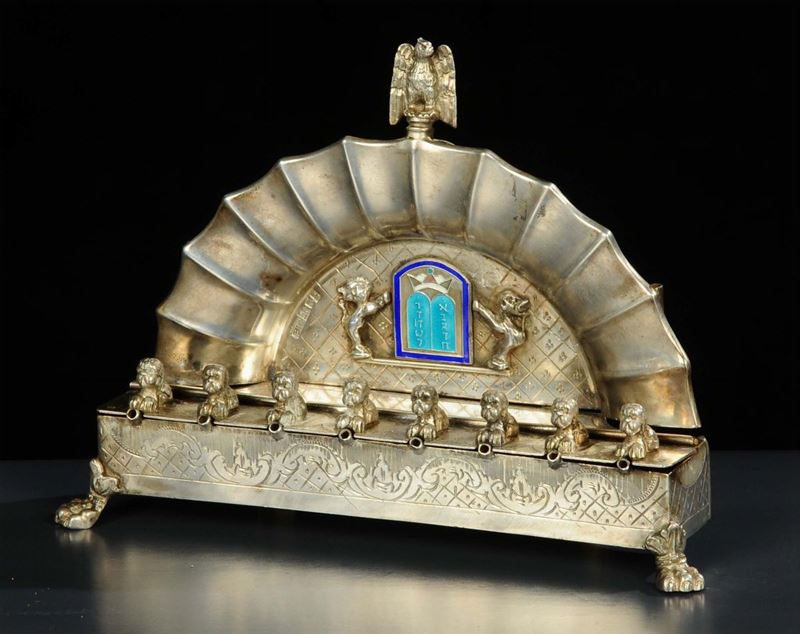 Lampada ad olio in argento a otto fiamme  - Auction Antiquariato, Argenti e Dipinti Antichi - Cambi Casa d'Aste