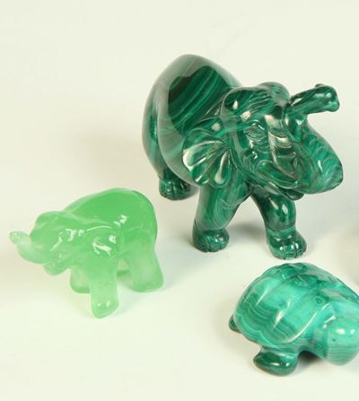 Lotto Composto da Animali in Malachite e Vetro
