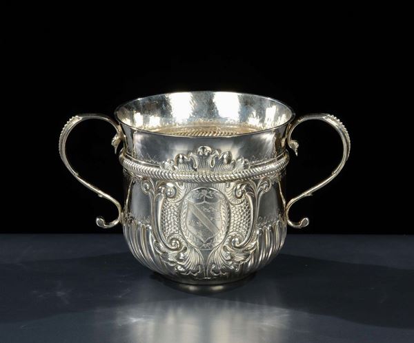 Tazza da porridge Giorgio II in argento, Londra XVIII secolo