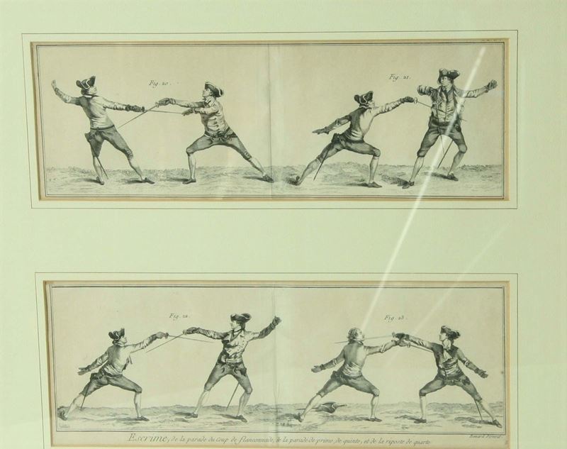 Due incisioni con gioco della scherma  - Asta Antiquariato, Argenti e Dipinti Antichi - Cambi Casa d'Aste