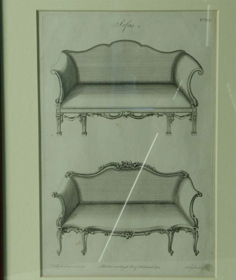 Quattro stampe da catalogo Chippendale  - Asta Antiquariato, Argenti e Dipinti Antichi - Cambi Casa d'Aste