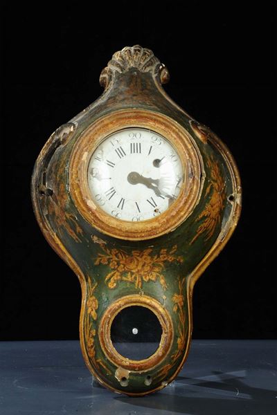 Cassa di Orologio Laccata e Dorata, XVIII Secolo