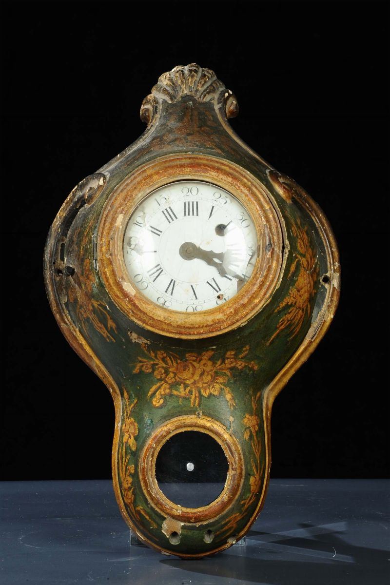 Cassa di orologio laccata e dorata, XVIII secolo  - Asta Antiquariato, Argenti e Dipinti Antichi - Cambi Casa d'Aste