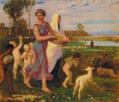 Albert Lang (1847-1933)flora con Putti