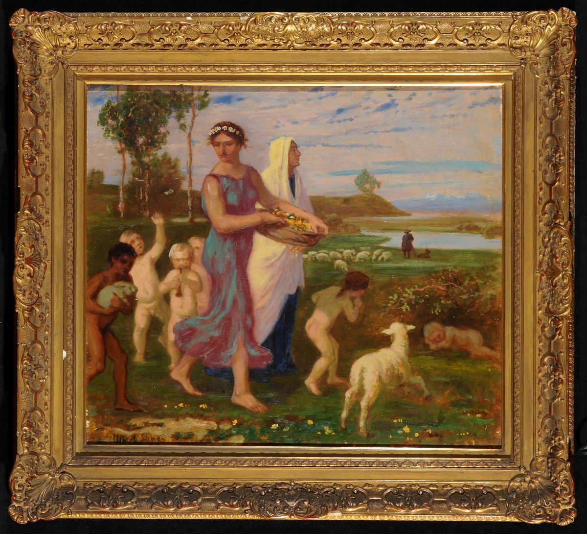 Albert Lang (1847-1933)flora con Putti
