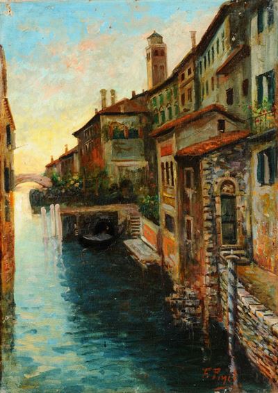F. Pinci (XIX-XX)veduta di Venezia
