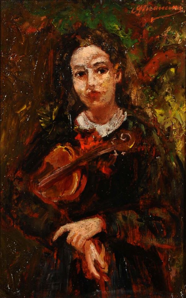 Anonimo del XIX secolo Ragazza con violino
