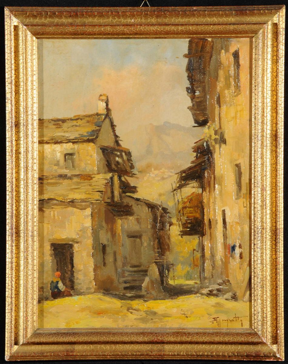 Ercole Magrotti (1890-1967)scorcio di Paese Scorcio di Paese