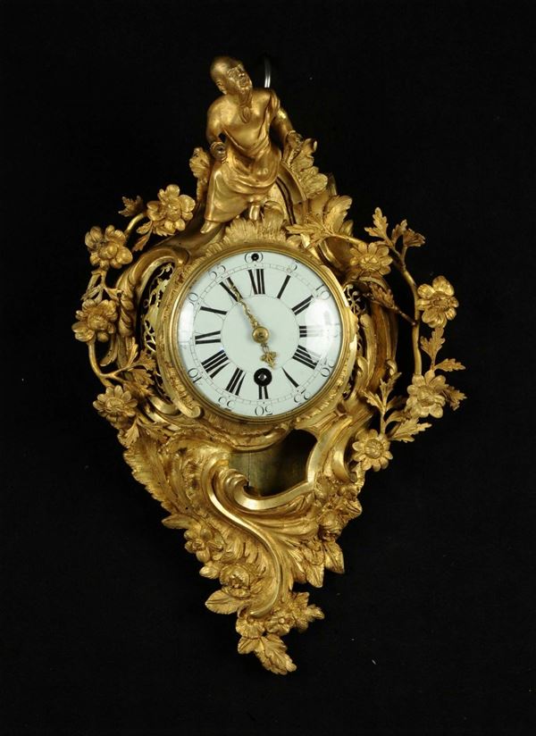 Orologio Cartel in bronzo dorato, XIX secolo