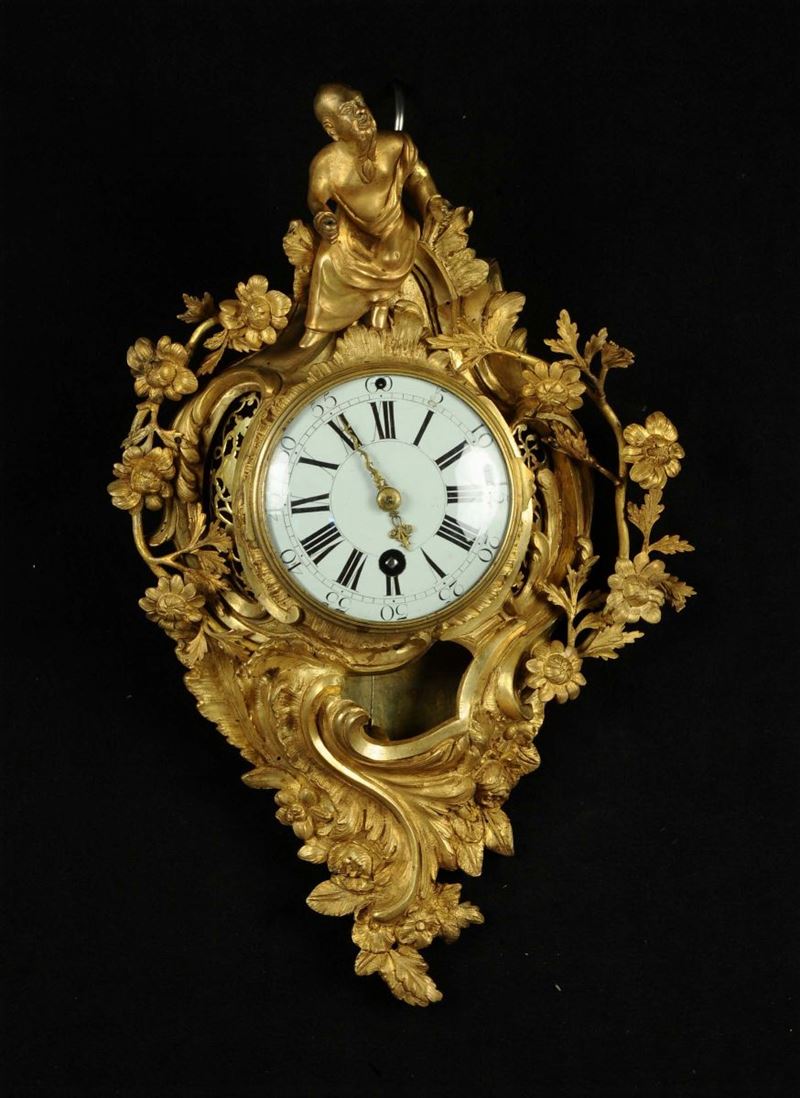 Orologio Cartel in bronzo dorato, XIX secolo  - Asta Antiquariato, Argenti e Dipinti Antichi - Cambi Casa d'Aste