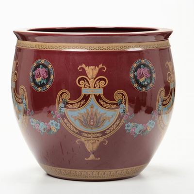 Cachepot in Ceramica Amaranto, XX Secolo