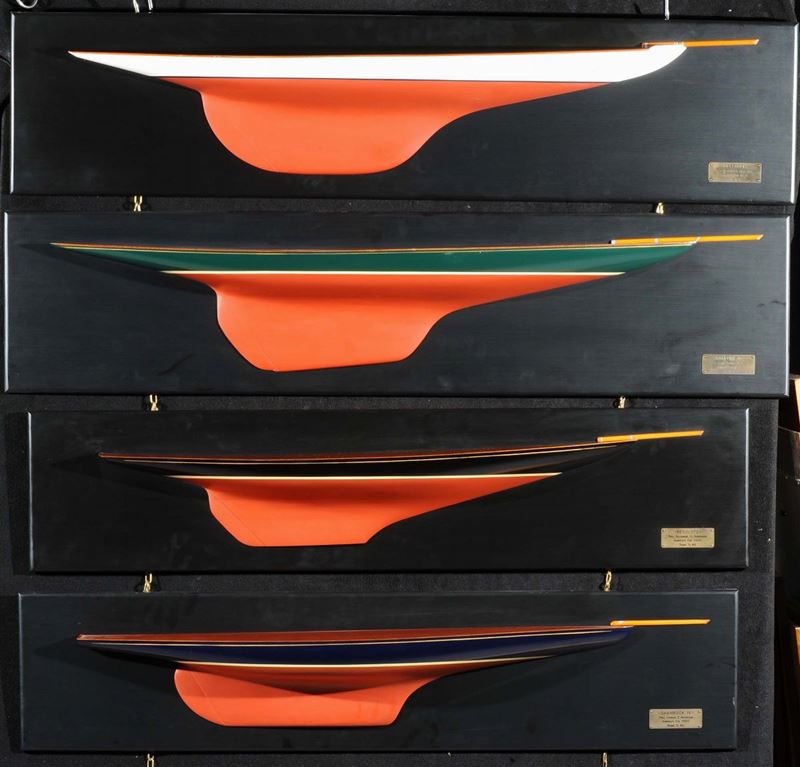 Quattro mezzi modelli di scafi in legno  - Asta Antiquariato, Argenti e Dipinti Antichi - Cambi Casa d'Aste