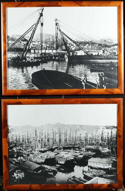 Quattro Foto con Vedute del Porto di Genova