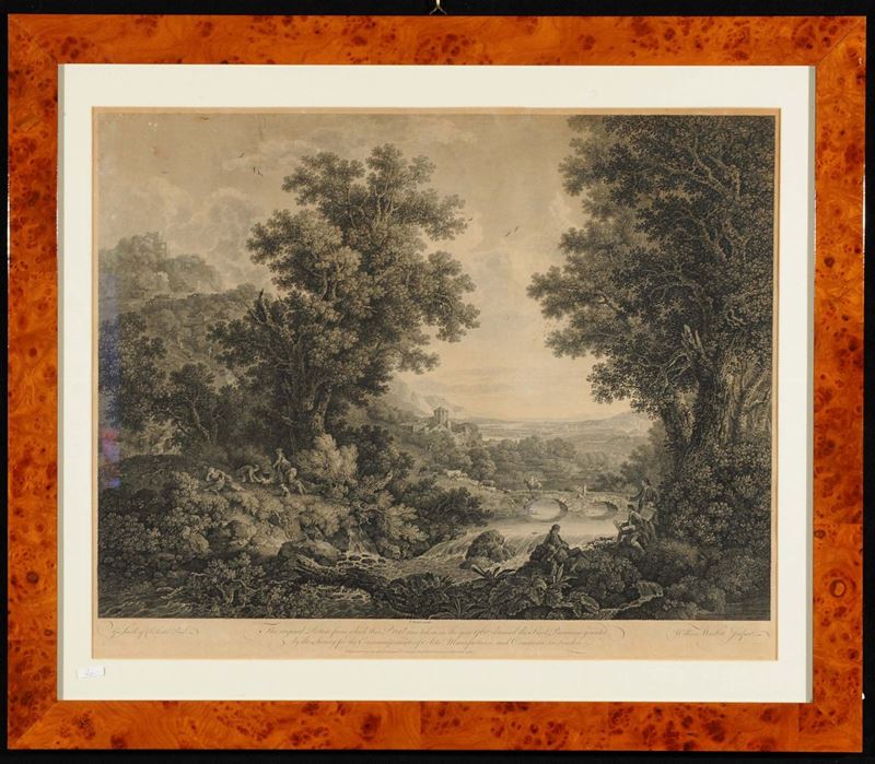 Stampa raffigurante paesaggio inglese, 1760  - Auction Antiquariato, Argenti e Dipinti Antichi - Cambi Casa d'Aste