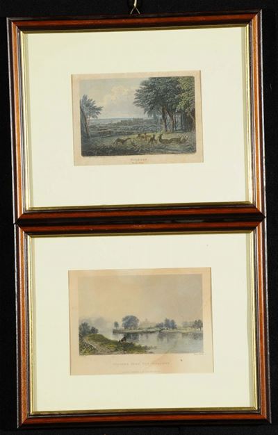 Coppia di Acquaforti Colorate, Inghilterra XIX Secolo