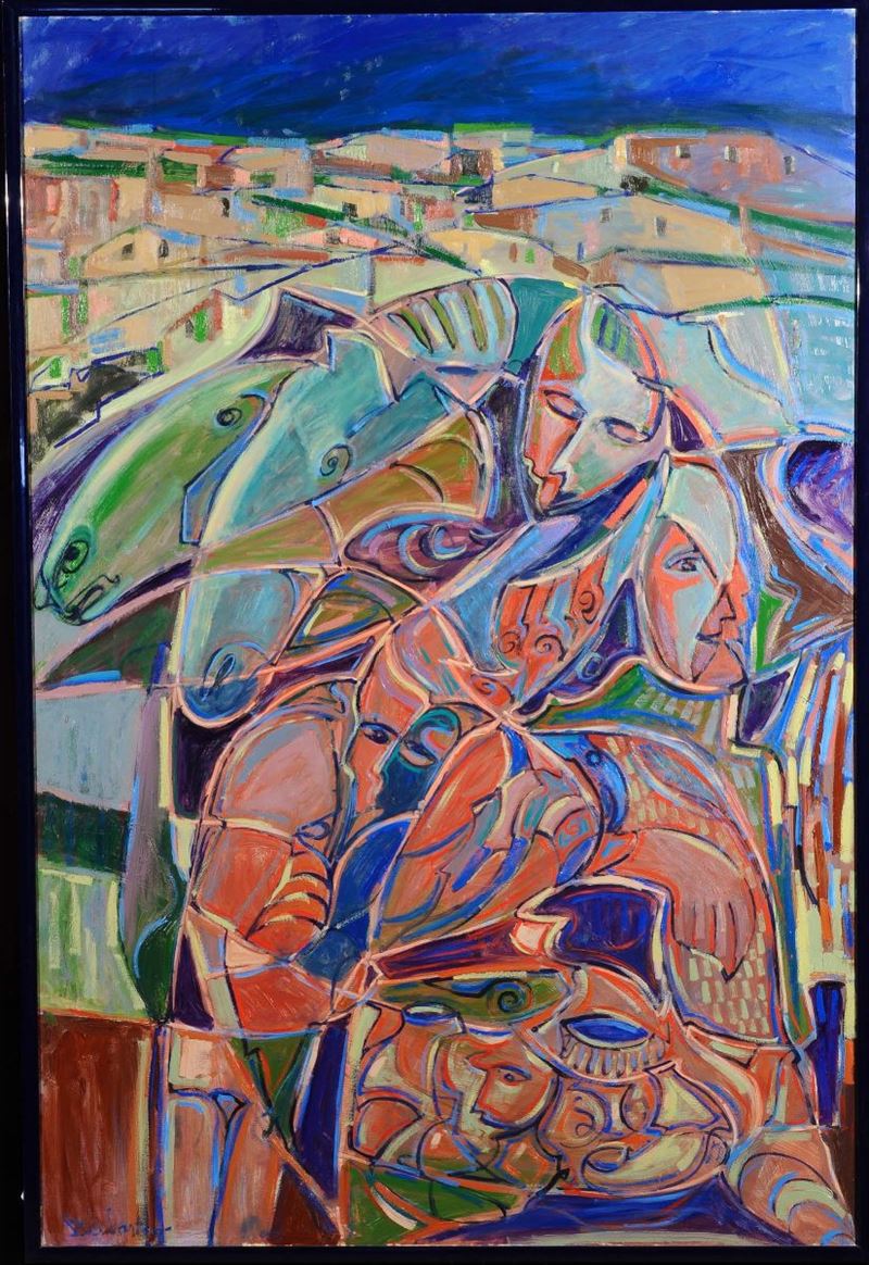 Belcastro (XX secolo) Astratto con paesaggio  - Asta Antiquariato e Dipinti Antichi - Cambi Casa d'Aste