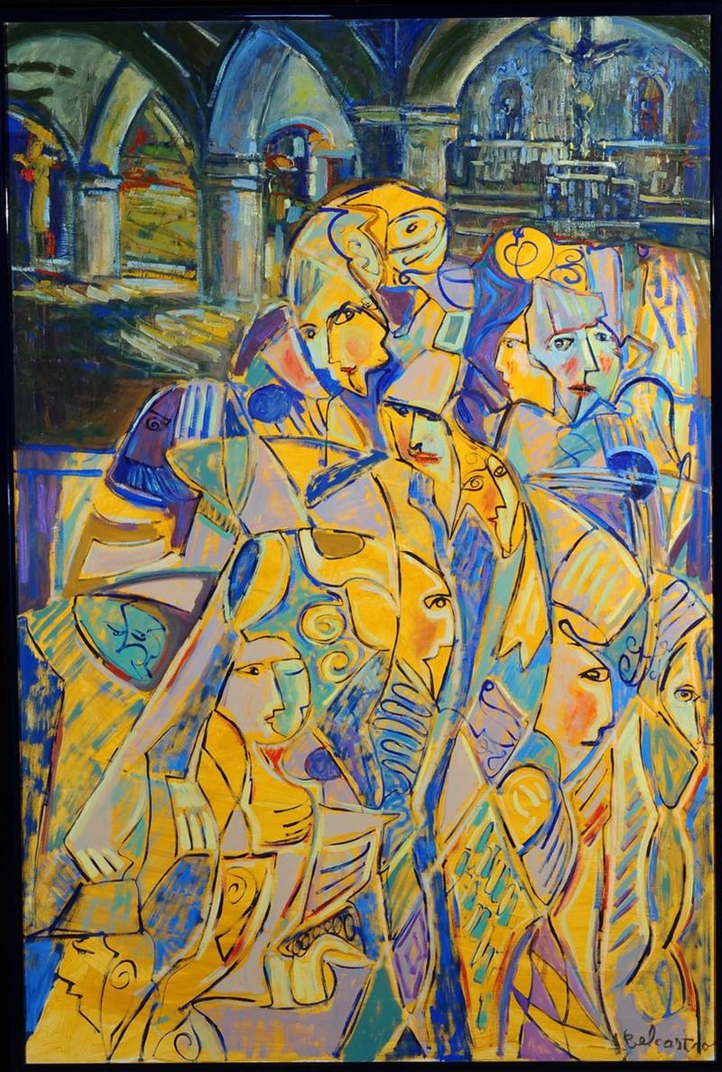 Belcastro (XX secolo) Astratto entro chiesa  - Asta Antiquariato e Dipinti Antichi - Cambi Casa d'Aste