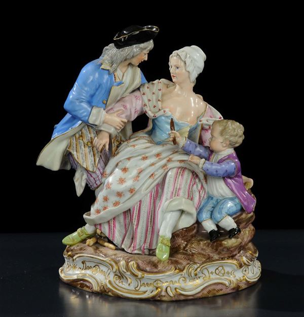 Gruppo in porcellana con fanciullo, Meissen XX secolo