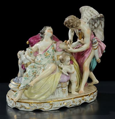 Gruppo in Porcellana con Cupido, Meissen XX Secolo