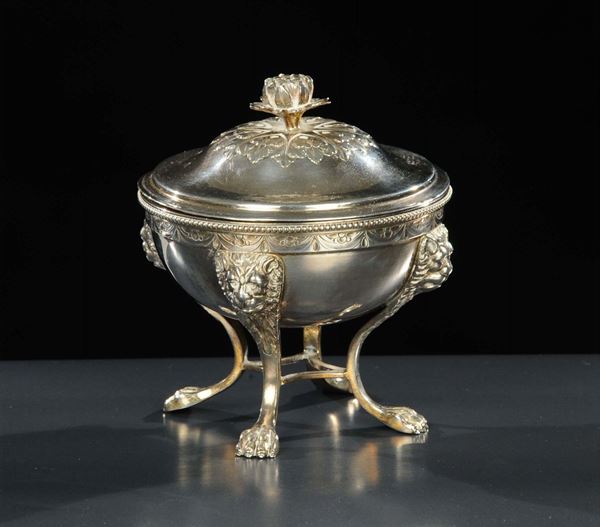 Zuccheriera Impero in argento sbalzato