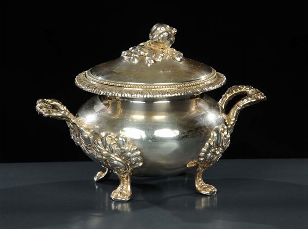 Zuccheriera Carlo X in argento sbalzato