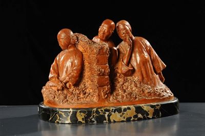 Gruppo in Terracotta Raffigurante Figure Orientali