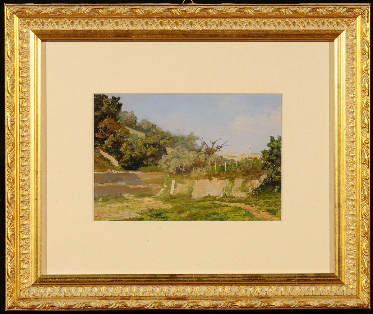 Anton Federico Leonardi (1901-1970)la Strada dei Forti di Ferrada nel Greto del Torrente Sturla,