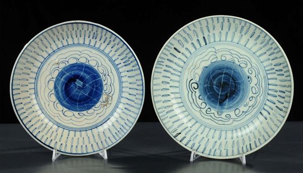 Coppia di piatti in porcellana, Cina XX secolo