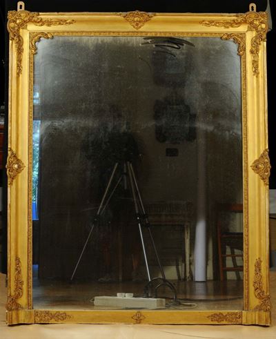 Caminiera Luigi Filippo in Legno Dorato, XIX Secolo