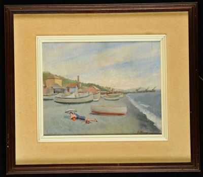 Giulio Masseroni (1900-1980)vele a Prà, 1932 il Ponte di Carico a Prà, 1932