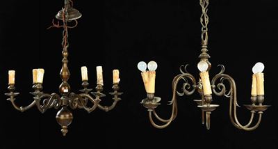 Due Lampadari Diversi in Stile Olandese