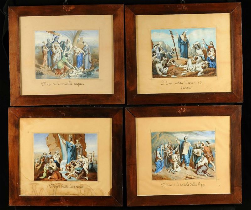 Lotto di quattro stampe acquarellate  - Asta Antiquariato, Argenti e Dipinti Antichi - Cambi Casa d'Aste