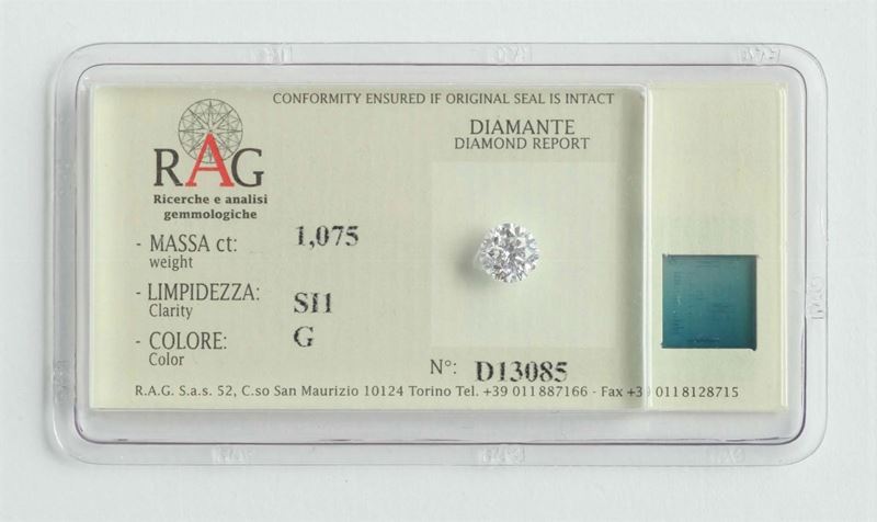 Diamante ct 1,075  - Asta Orologi e Gioielli Antichi e Contemporanei - Cambi Casa d'Aste