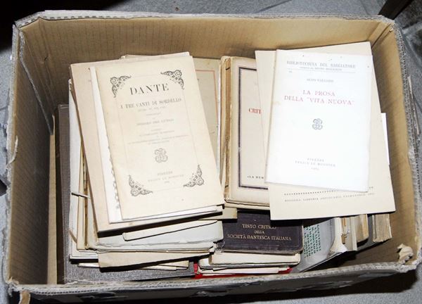 Lotto di libri a fascicoli di critica dantesca, prima metà del XX secolo