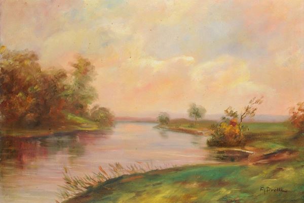 A.Protti (XX secolo) Paesaggio fluviale