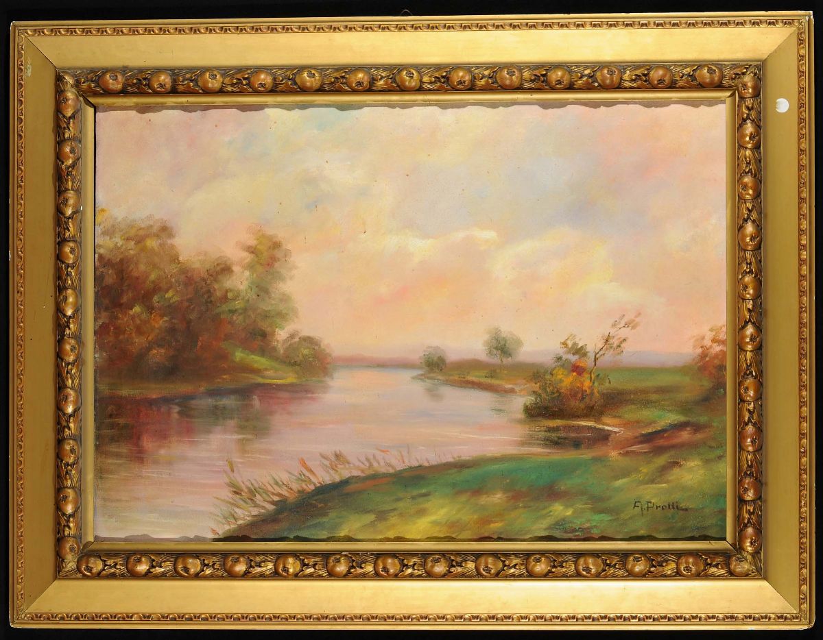 A.protti (XX Secolo)paesaggio Fluviale
