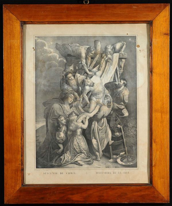 Stampa raffigurante deposizione, XIX secolo