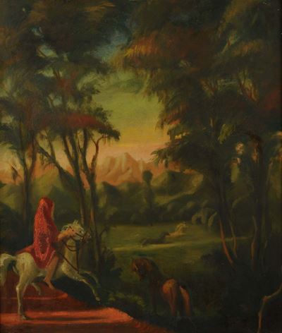 Pino Ponti (1905-1999)figura a Cavallo Entro Paesaggio, 1943