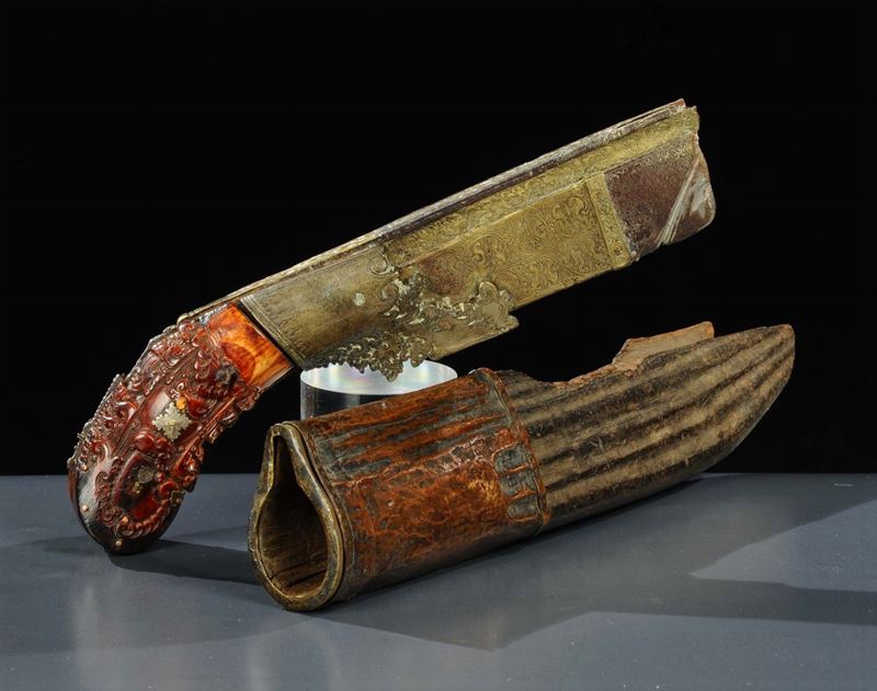 Impugnatura in osso e metallo intagliati, XVIII secolo  - Auction Antiquariato, Argenti e Dipinti Antichi - Cambi Casa d'Aste