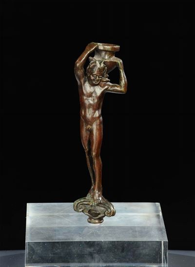 Fauno in Bronzo con Giara sulle Spalle, Francia, XIX Secolo