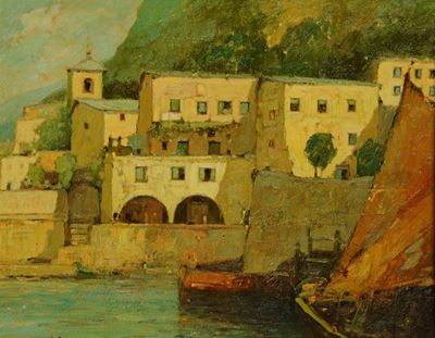 Mario Grimaldi (1927-1997)scorcio Marinaro (genova)