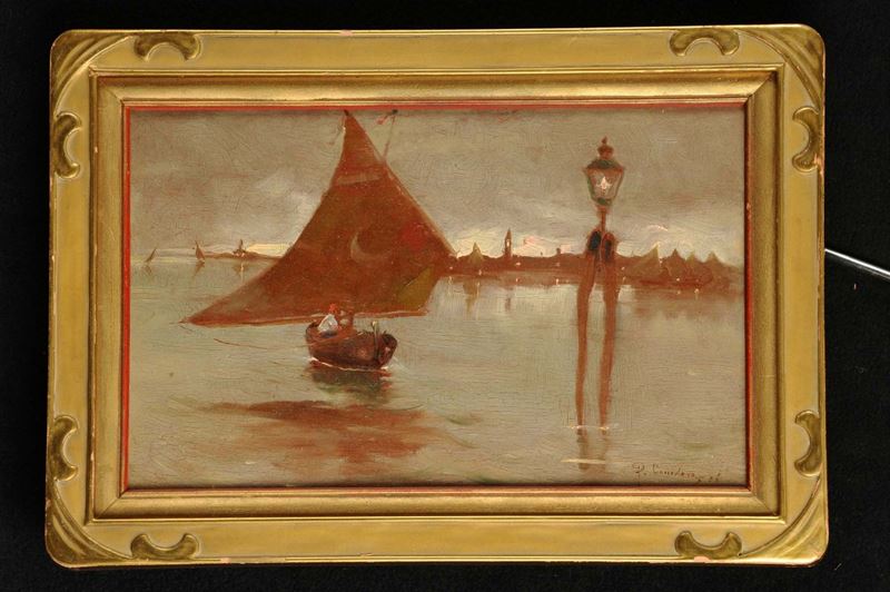 Giuseppe Conedera (1871-1935) Veduta di Venezia, 1896  - Asta Antiquariato, Argenti e Dipinti Antichi - Cambi Casa d'Aste