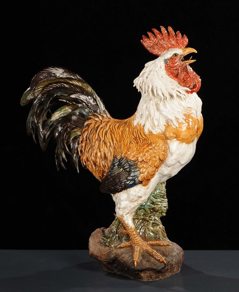 Gallo in ceramica, Famiglia Rosa  - Asta Arte Orientale - Cambi Casa d'Aste
