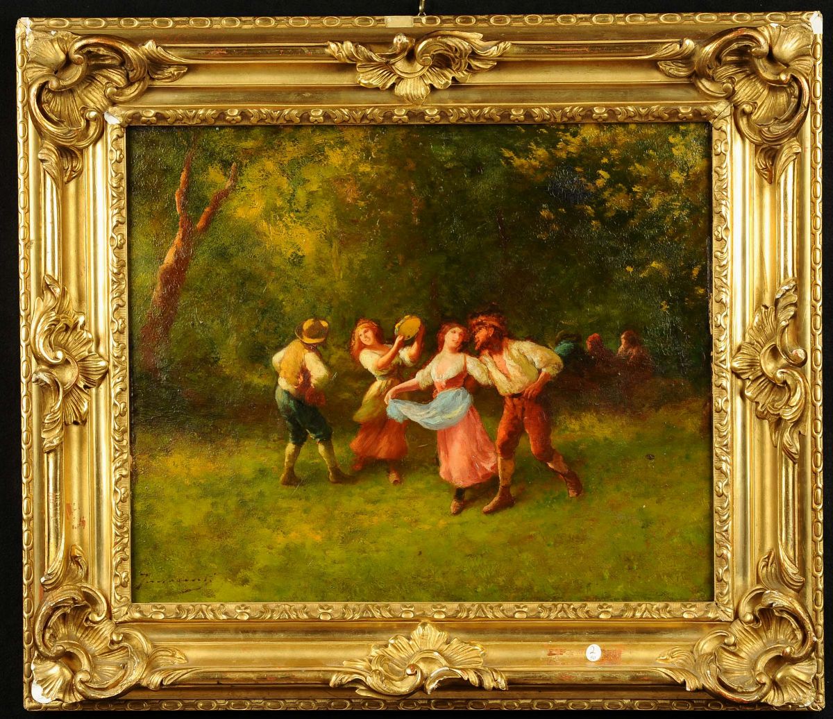 Guglielmo Innocenti (1871-1961)scena Campestre con Danzatori di Tarantella