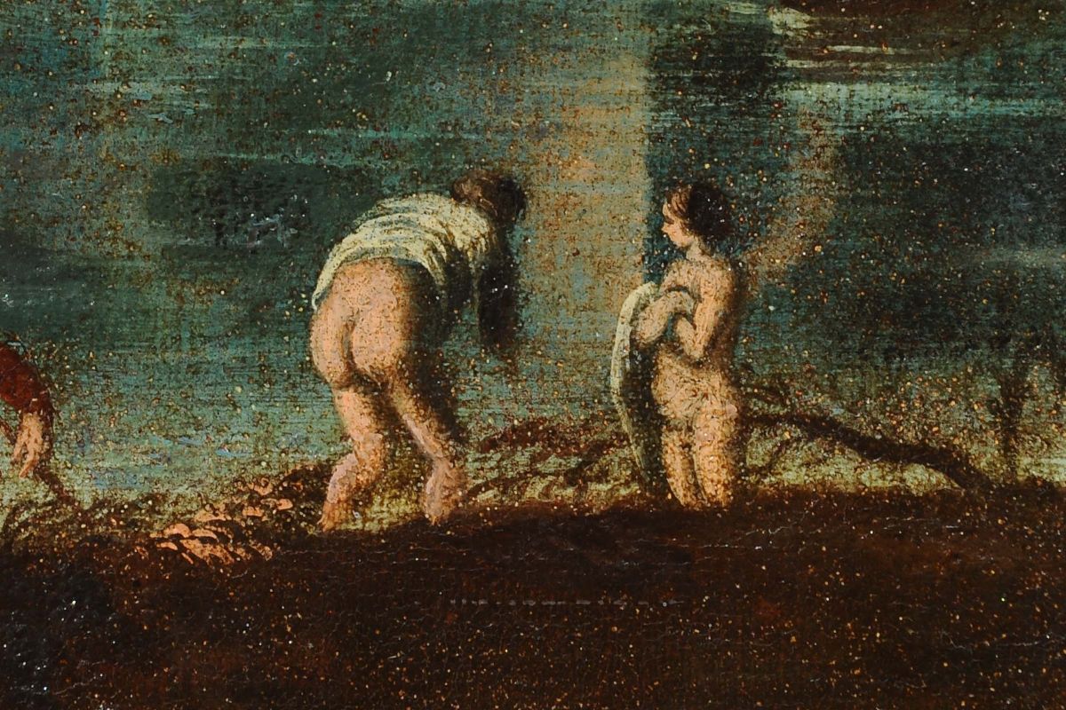 Marco Ricci (1676-1730), Seguace Dipaesaggi con Figure, Case a Cascate