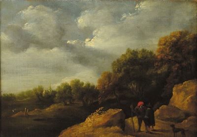 David Teniers (1610-1690), alla Maniera Dipaesaggio Boschivo con Fiume e Figure