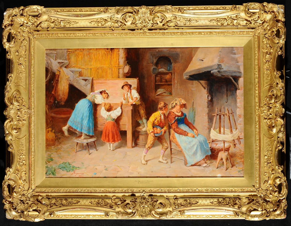 Francesco Bergamini (1815-1883)interno con Figure
